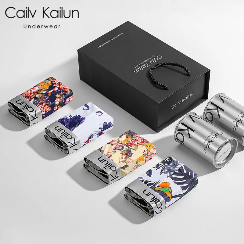 Authentic Men's Underwear, Men's Ice Silk Boxer Briefs, Sports Breathable Four-Season Boxer Shorts, Gift Box Νckν