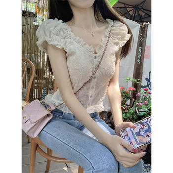 ເສື້ອຍືດສັ້ນ embroidered ສູງຂອງແມ່ຍິງແລະ stylish