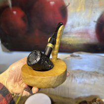 High-end handmade golden nanmu solid wood unit pipe rack large medium and small straight curved pipe customizable pipe display bracket