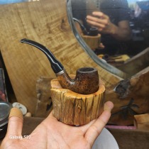 Purely handmade Taihang Thuja unit pipe rack with original leather log straight curved pipe universal pipe seat rack support display rack