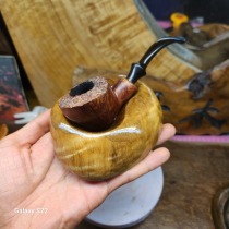 Hand-made high-end conformable golden nanmu unit pipe rack large medium and small straight curved pipe solid wood pipe display bracket