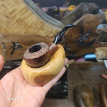 Handmade portable solid wood Taihang Thuja unit pipe rack water drop-shaped universal straight curved pipe pipe display bracket seat