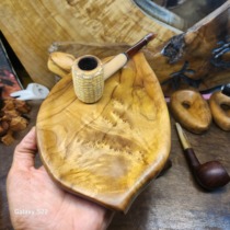 Handmade one-leaf high-end golden nanmu awakening plate pipe operating plate small leaf nanmu tumor scar flower lightning pattern