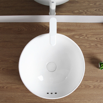 Three-hole anti-spill hole counter basin art basin round ceramic washbasin balcony wash basin