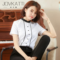 Shirt Set Ladies Summer Short Sleeve White Collar Workclothes Beauty Salon Jewelry Shop Front Reception Tide