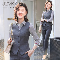 Professional vest suit womens new Korean fashion sleeveless horse vest workplace white collar set tooling three-piece set