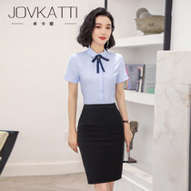 High-end brand professional suit ladies summer short-sleeved hotel reception desk work clothes bank teller outfits skirt