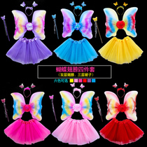 Childrens luminous butterfly wings wonderful fairy Girl flower fairy princess dress back decoration angel magic wand props