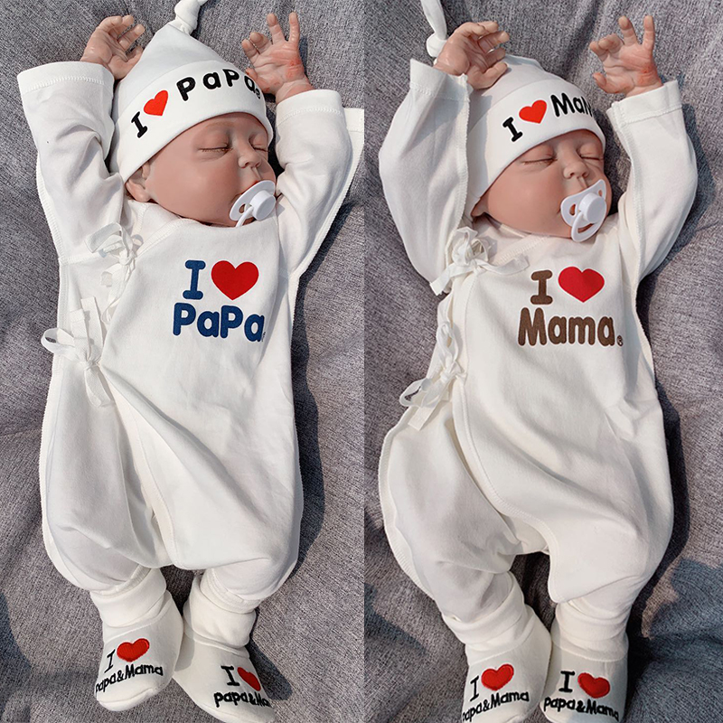 (a pack of 2 pieces) Spring and autumn new newborns I love Mom and Dad Butterfly Clothing pure cotton one-piece clothes