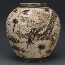 Song Dynasty Cizhou Kiln Dragon jar Antique antique antique porcelain ornaments Folk unearthed old goods Old goods collection