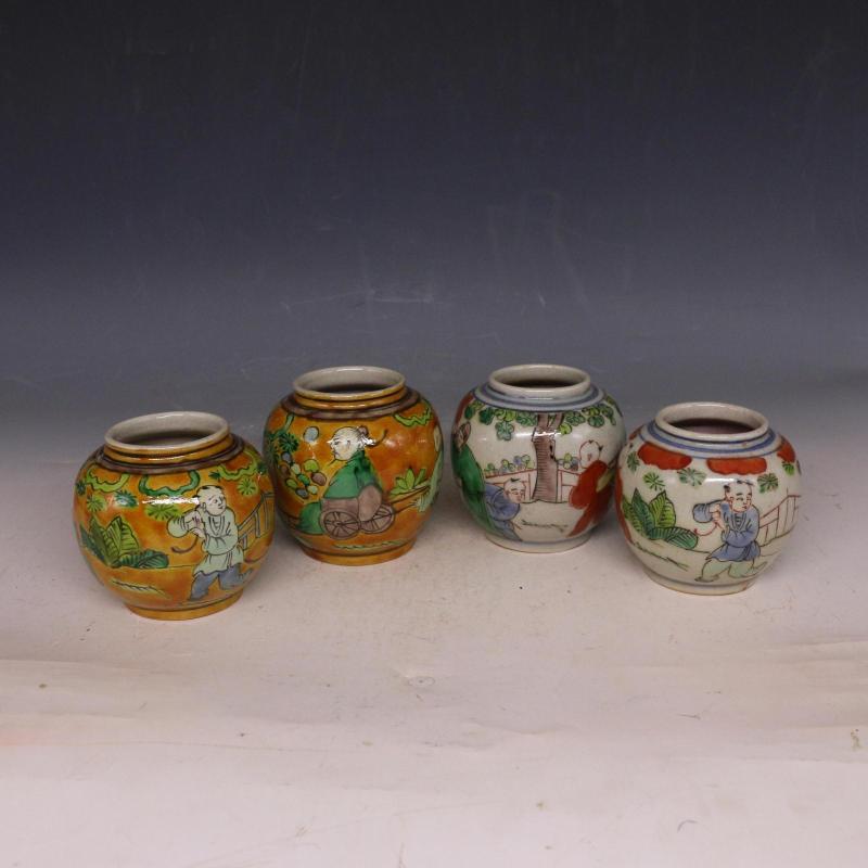 Minwan Calendar Five Colors Characters Small Jars Antique Ancient Play Artisanal Hand-painted Single Price Antique Porcelain Collection Pendulum