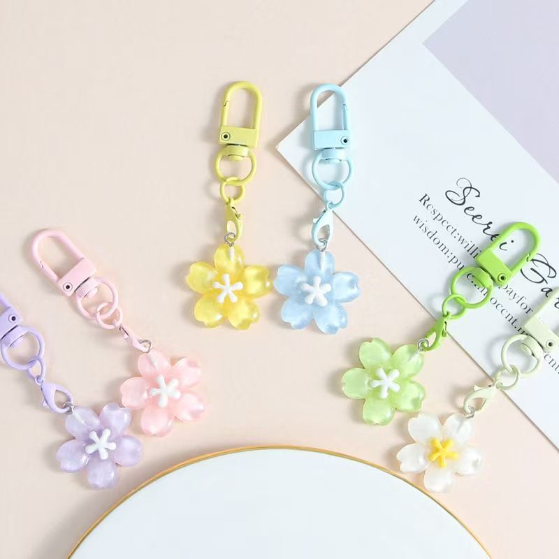 Romantic and Cute Jelly Flower Cherry Blossom Student Backpack Keychain Small Flower Transparent Pendant Girl's Bag Accessory Romantic and Cute Jelly Flower Cherry Blossom Student Backpack Keychain Small Flower Transparent Pendant Girl's Bag Accessory