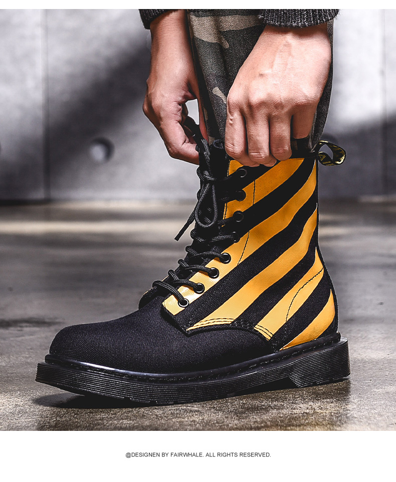 Giày nam Mark Huafei mùa thu giày vải thông thường Giày cao nam nam Martin Martin cá tính Giày dụng cụ đa năng - Giay cao giày sneaker nam trắng