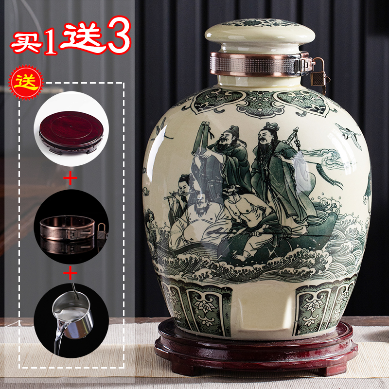 Brewery special wine Son Jingdezhen Ceramics 20 catty 50 catty Imitation antique wine bottle Home Sealed Wine Vat with tap