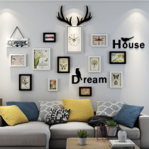 Photo wall decoration Light luxury living room sofa background wall Free hole photo frame hanging wall combination personality creative photo wall