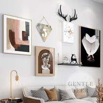 Nordic creative personality living room decoration painting combination modern simple clothing store background wall painting fashion art hanging painting