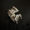 Dongdaemun full-body S925 sterling silver rhodium-plated crushed ice wide version ring niche high-end fashion ring