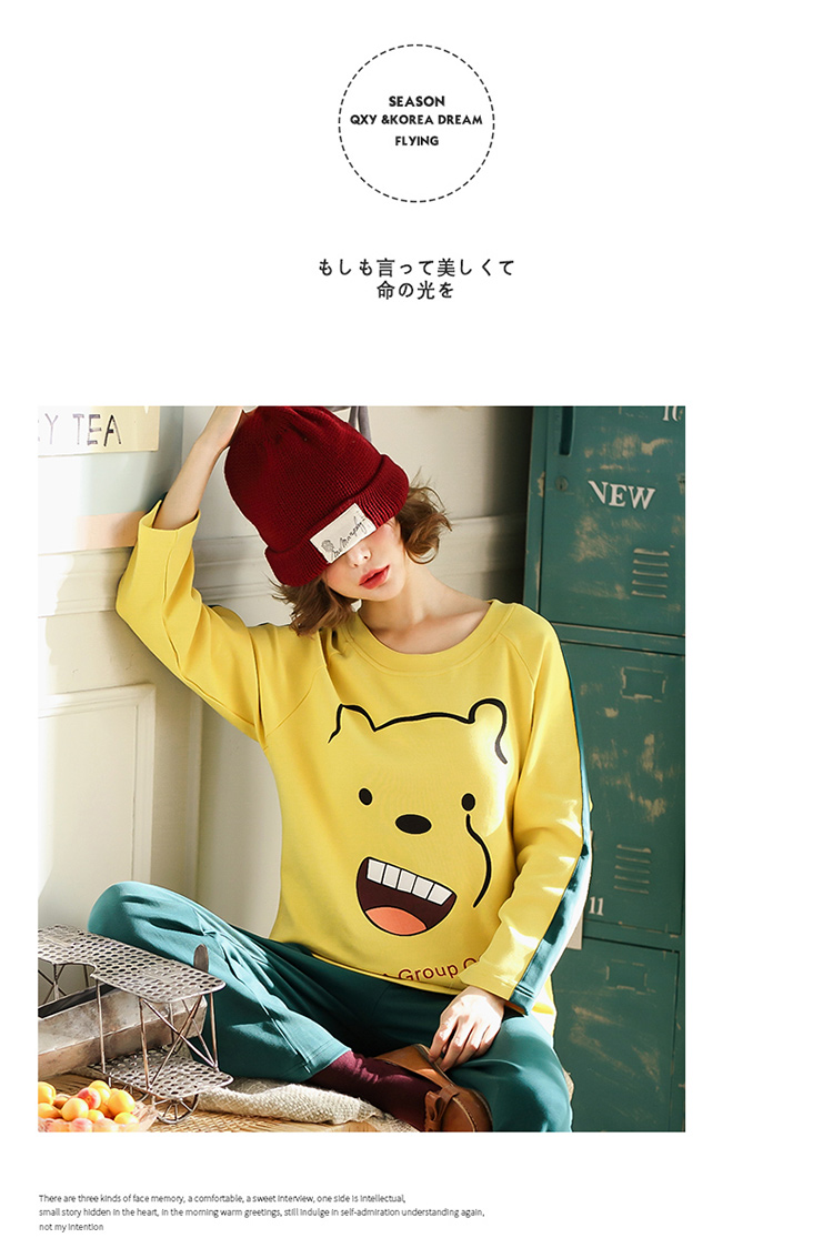 Bộ đồ ngủ nữ mùa xuân và mùa thu cotton dài tay phù hợp với phiên bản Hàn Quốc của sinh viên mới có thể mặc đồ cotton tại nhà bộ đồ ngủ