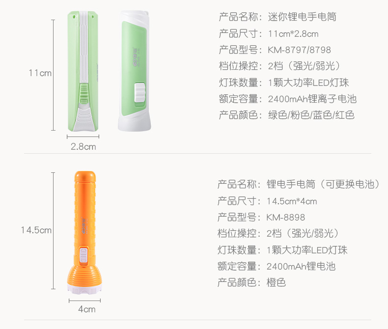 Kang Ming sạc điện chiếu sáng hộ gia đình LED đèn pin mini siêu sáng tầm xa ngoài trời chói túi nhỏ đèn pin đèn pin siêu sáng xiaomi