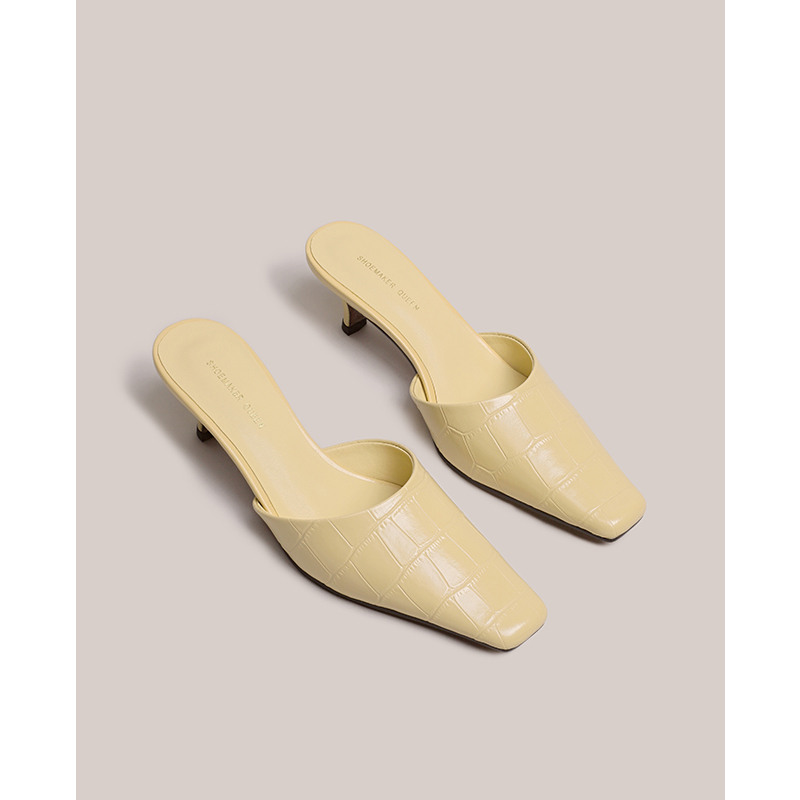 [Shoemaker Queen × Fashionable Style] Closed-Toe Sandals for Women, Summer Outdoor Wear, High Heels, Stiletto Heels, Mules, Half-Slippers