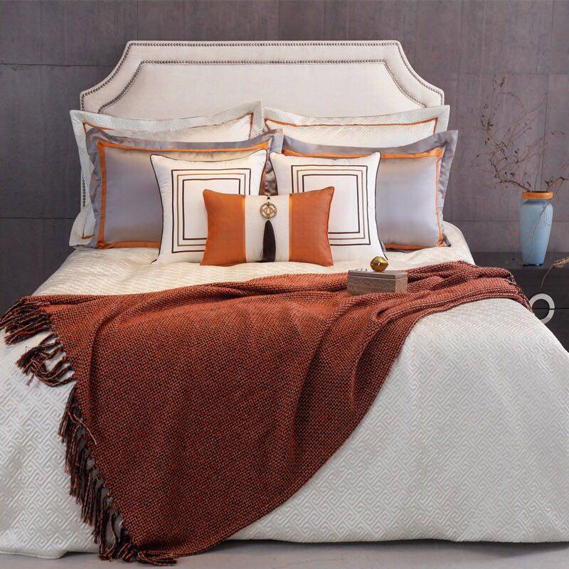 Model room home furnishing soft decoration new Chinese style 11-piece bedding set