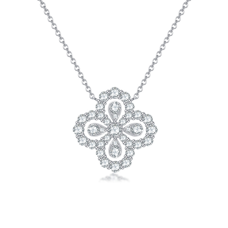 18K Gold Lab-Grown Diamond Necklace, Four-Leaf Clover Bracelet, Loop Pendant, Platinum Clavicle Chain, Light Luxury and High-End Feel 18K Gold Lab-Grown Diamond Necklace, Four-Leaf Clover Bracelet, Loop Pendant, Platinum Clavicle Chain, Light Luxury and High-End Feel