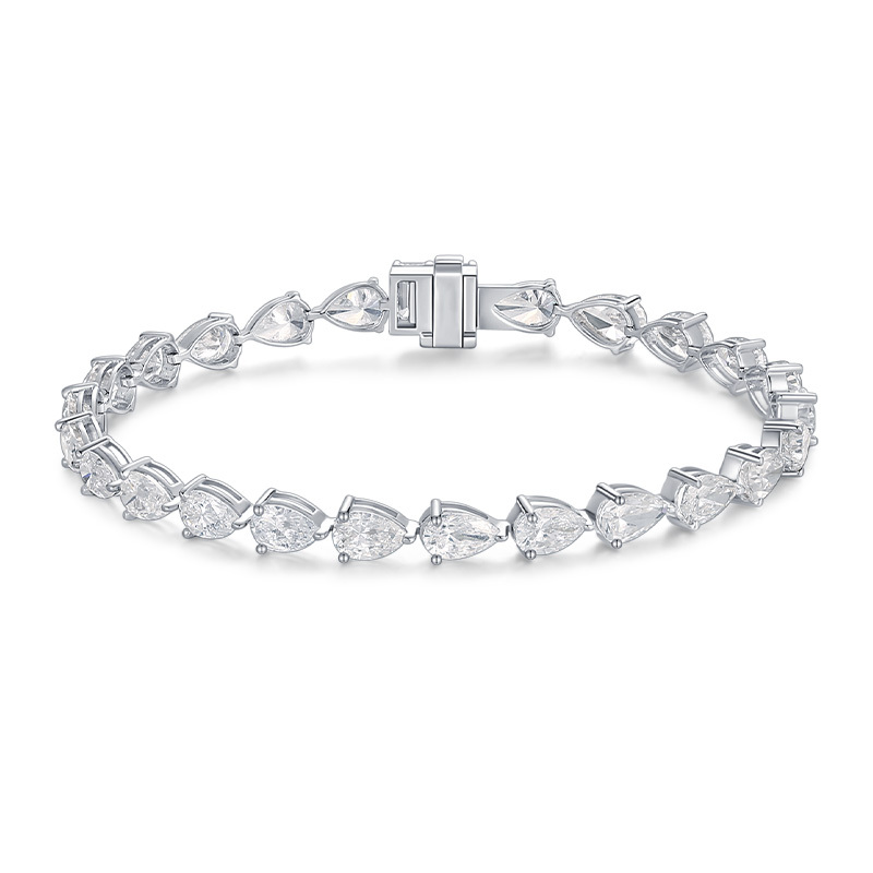Qifan 18K Gold Cultured Diamond Emerald Water Drop Full Diamond Bracelet with Dazzling Platinum and Exquisite Irregular-Shaped Real Diamonds