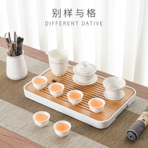 Sheep Jade white porcelain kung fu tea set home office meeting guest ceramic bubble teapot Cup high-grade
