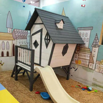 Outdoor large childrens wooden house Gaming House Climbing Tree House Slide Terrace Tent House Kindergarten Toy Pink Amusement Park