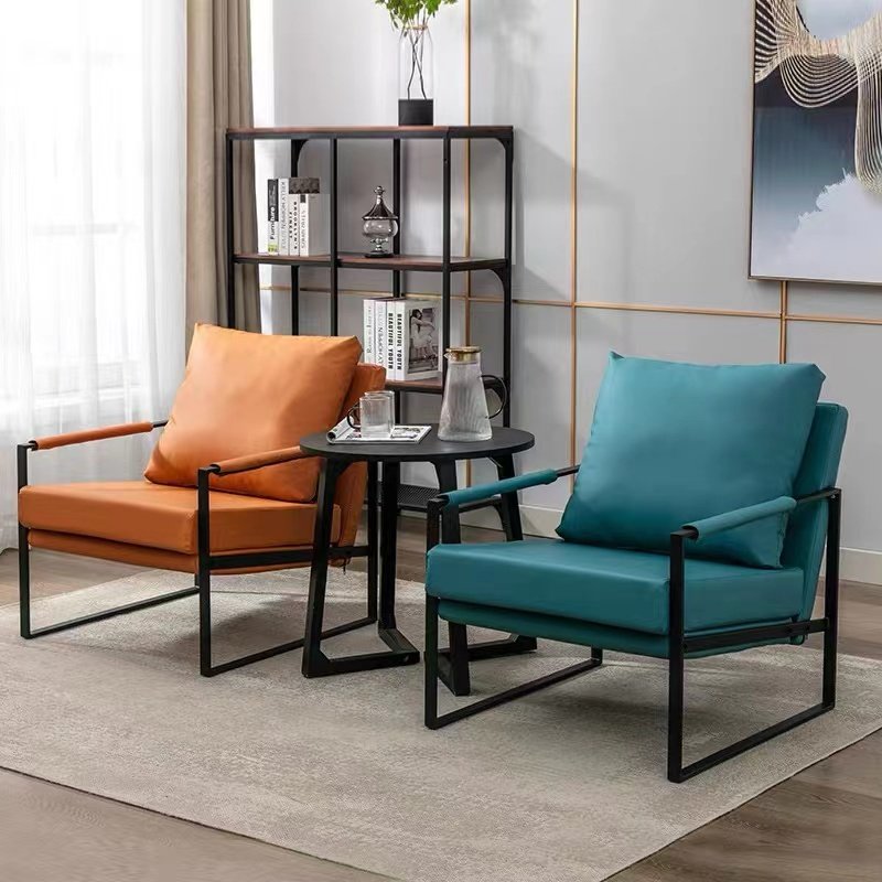 Nordic single sofa chair modern minimalist living room light luxury wrought iron designer net red single chair balcony leisure sofa