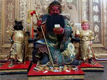  Wood carving Guan Gongwu God of wealth Guan Yu Guan Emperor Shengjun Taoist statue Camphor wood painted stickers Jin Guan Erye Statue customization
