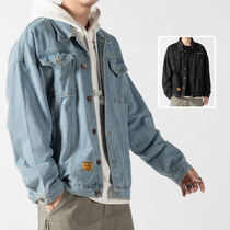 Denim Jacket Mens Fall New Bf Wind Casual Jackets Ins Tide Cards Han Edition Retro Loose Tooling Blouses