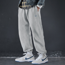 Fall sports pants male loose grey drawing rope bunches Pants Casual Running Basketball Long Pants and Damp Pants