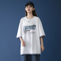 Short Sleeve Summer Men 2021 Loose Youth Tide Print Top Casual Joker Korean Tide Brand Trend Half Sleeve