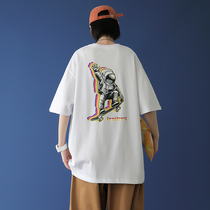 Short sleeves 2021 Summer loose Youth printed blouses Leisure 100 lap collar Korean version Guochao Students Campus Half sleeves