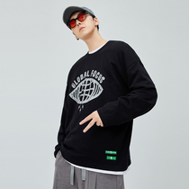 Sweater mens spring and autumn letter printing trend with loose jacket head leisure long sleeve-beaten coat