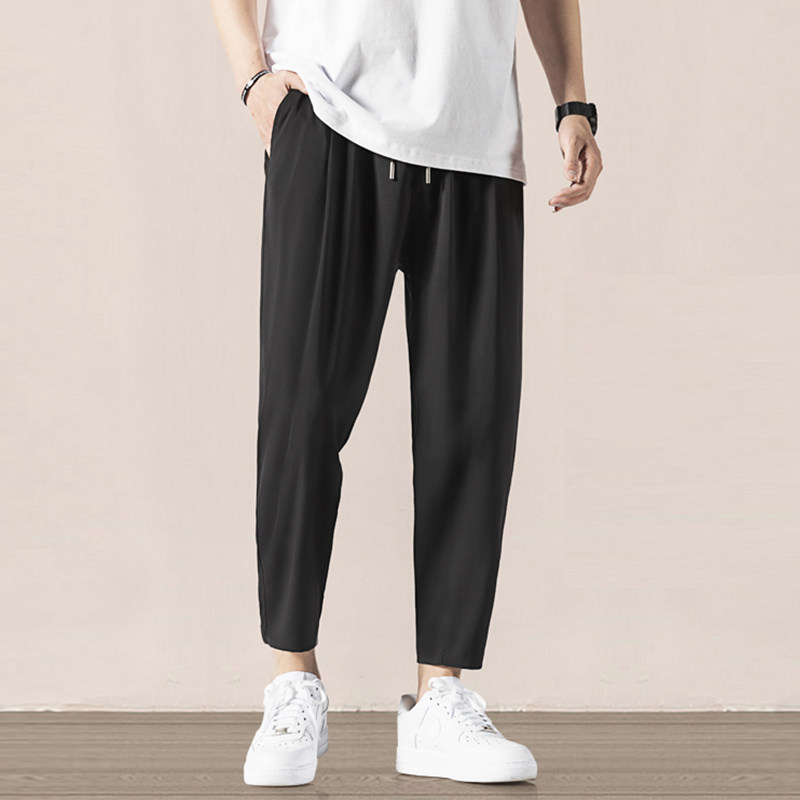 Sensitive suit pants for boys summer thin pants straight tube loose pants sports leisure spring and autumn small feet nine-pants