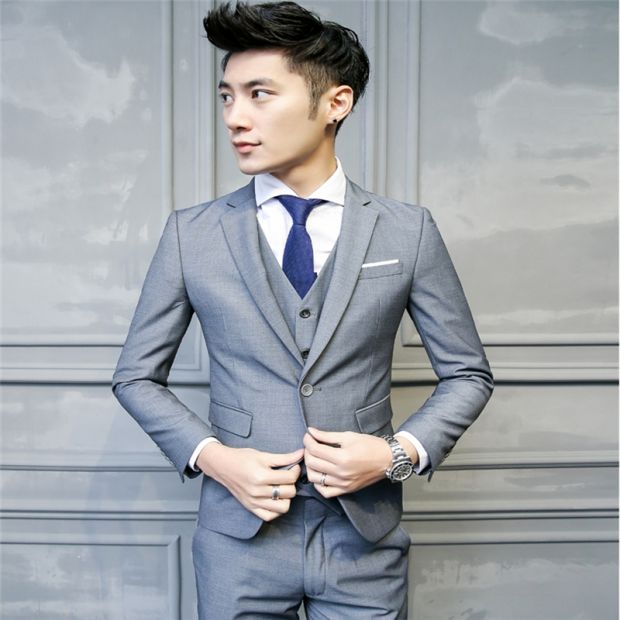 Bộ đồ nam bộ đồ ba mảnh Bộ đồ mùa thu chuyên nghiệp phù hợp với bộ đồ chú rể bộ vest nam trẻ trung