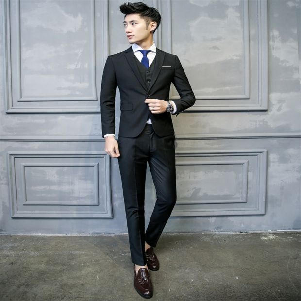 Bộ đồ nam bộ đồ ba mảnh Bộ đồ mùa thu chuyên nghiệp phù hợp với bộ đồ chú rể bộ vest nam trẻ trung