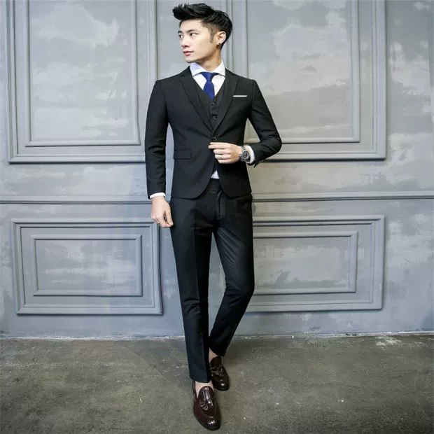 Bộ đồ nam bộ đồ ba mảnh Bộ đồ mùa thu chuyên nghiệp phù hợp với bộ đồ chú rể