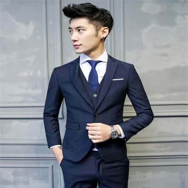 Bộ đồ nam bộ đồ ba mảnh Bộ đồ mùa thu chuyên nghiệp phù hợp với bộ đồ chú rể bộ vest nam trẻ trung