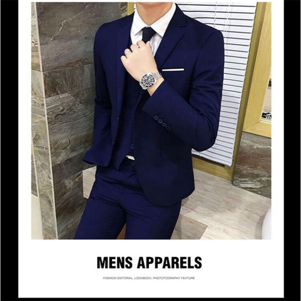 Suit phù hợp với nam giới ba mảnh kinh doanh phù hợp với chuyên nghiệp phương Tây trang trí cơ thể phù rể chú rể váy cưới nam mùa thu áo dạ nam