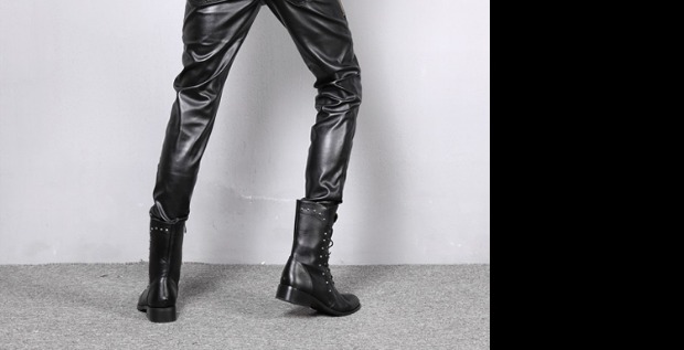 Mùa đông Hàn Quốc Giới trẻ Nam Quần da nam Quần đùi mỏng Quần hộp đêm Zipper Tide Quần nam Xe máy Ấm quần áo thời trang