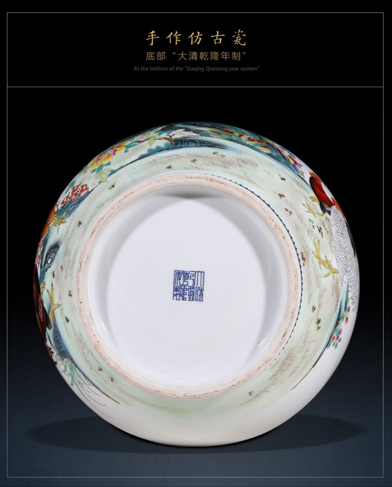 Jingdezhen ceramics imitation the qing qianlong pastel prosperous double listen barrels of Chinese style household adornment furnishing articles