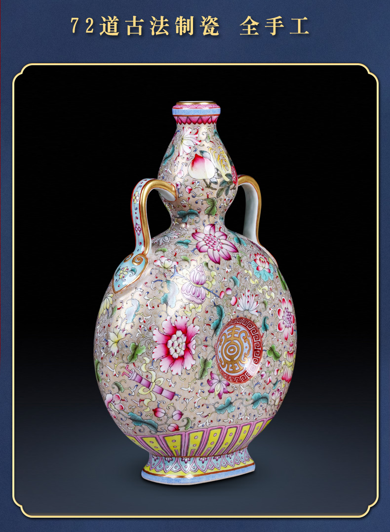 Night glass and fang jingdezhen hand - made archaize ceramic vase colored enamel paint on bottles of Chinese style adornment furnishing articles