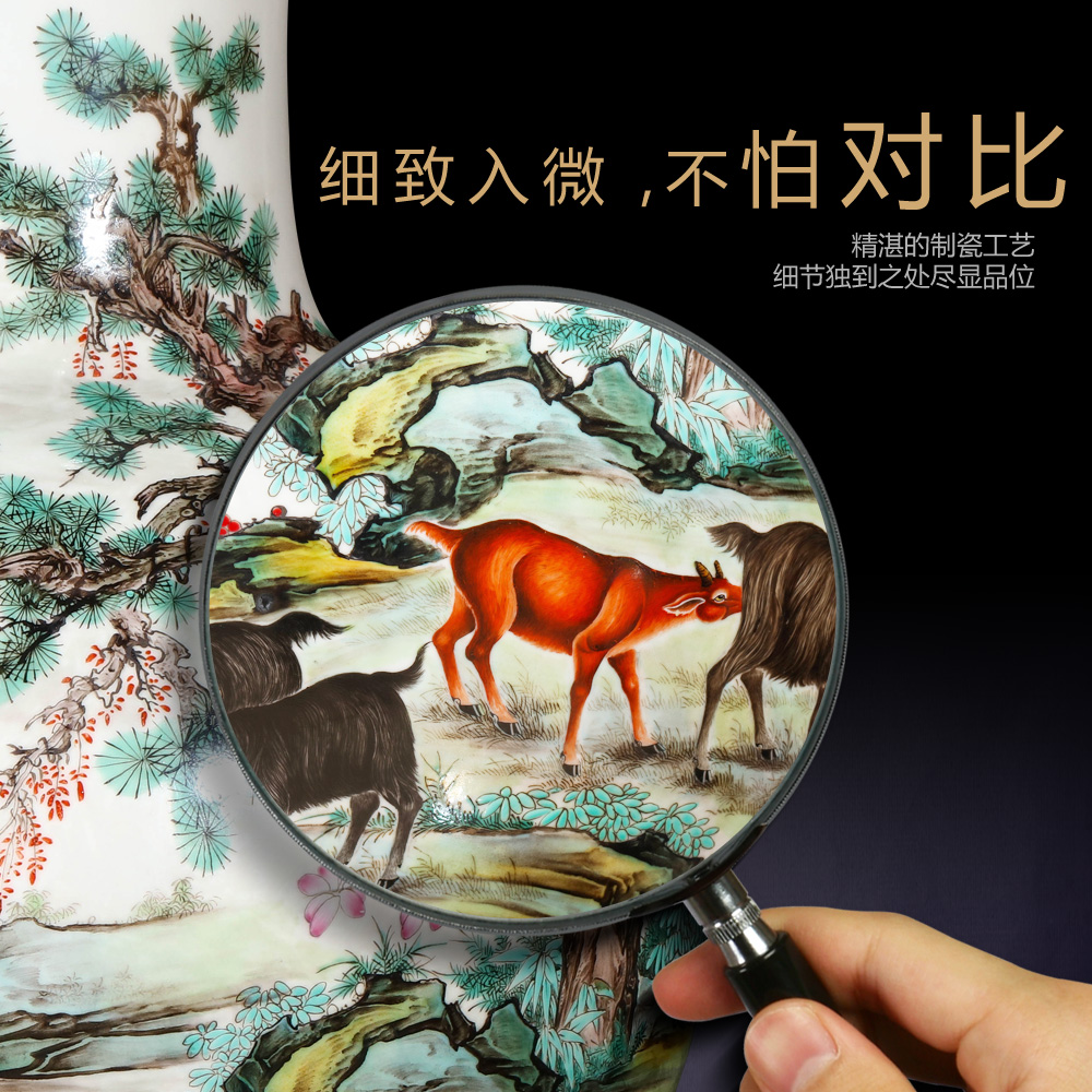 Jingdezhen ceramics furnishing articles archaize pastel gloat lion shell vase Chinese style living room craft ornaments