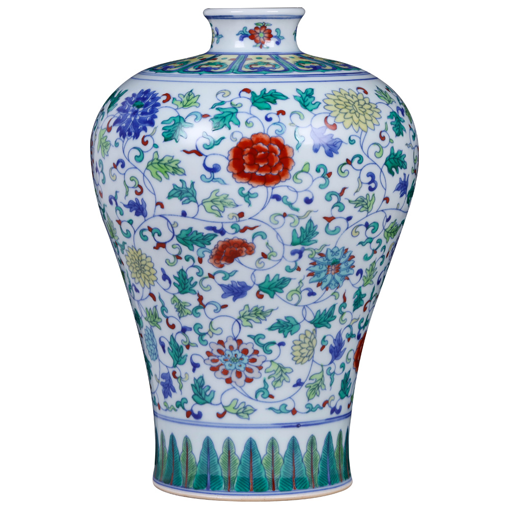 Jingdezhen ceramics imitation the qing qianlong bucket colors branch pattern mei bottles of home sitting room TV ark adornment furnishing articles