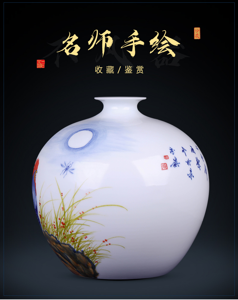 Jingdezhen ceramic vases, flower arranging large hand - made famille rose porcelain of new Chinese style household adornment TV ark, furnishing articles