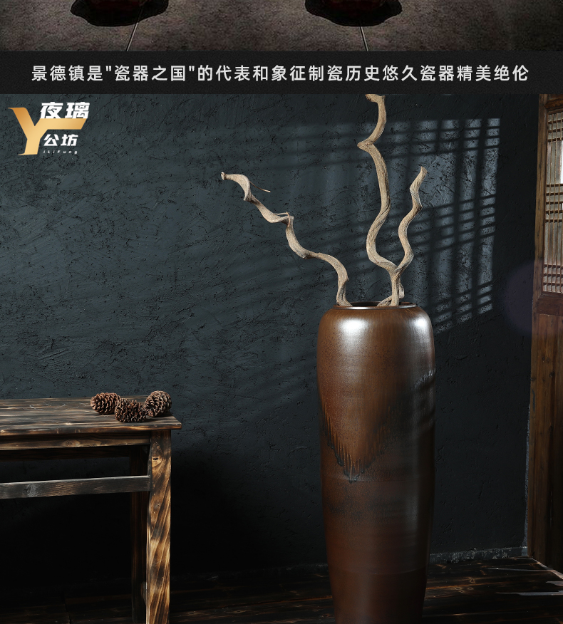 Jingdezhen high temperature ceramic vase color glaze up landing flower arranging flowers screen Chinese style living room hotel villa furnishing articles