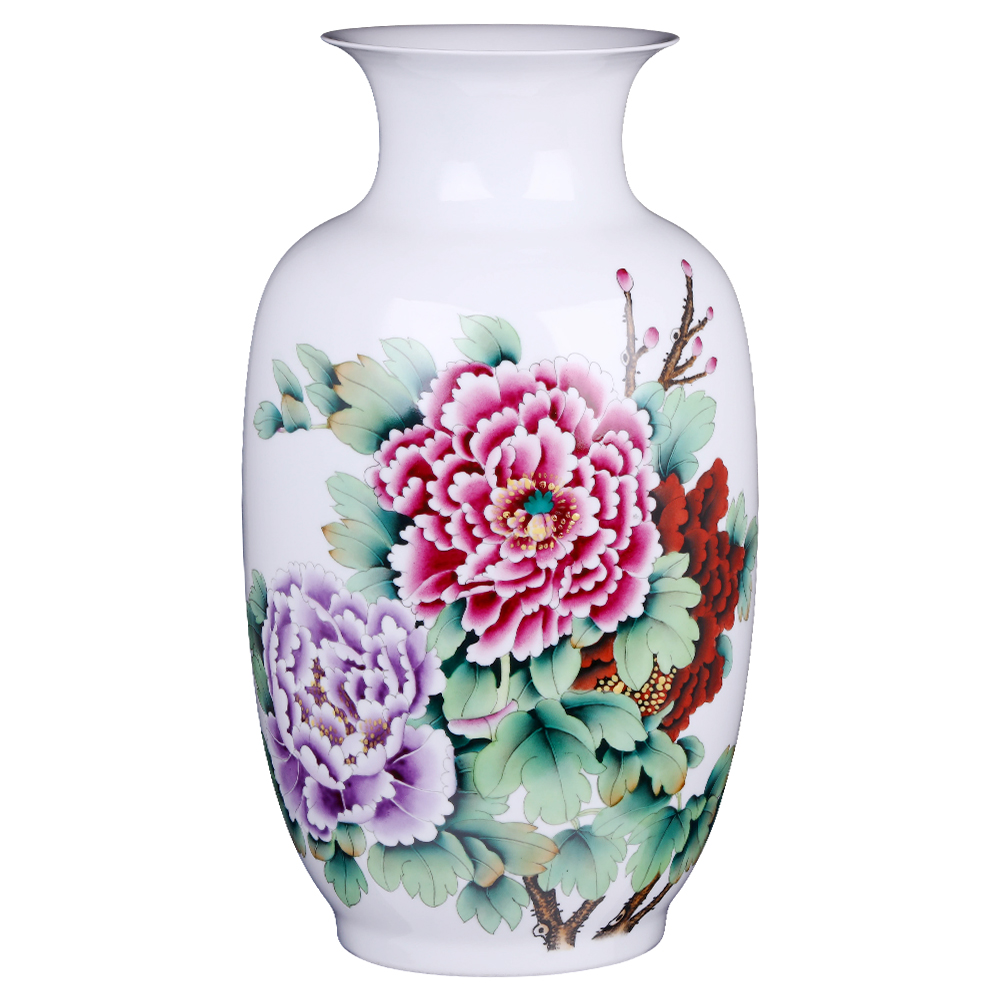 Jingdezhen ceramic vases, flower arranging large hand - made famille rose porcelain of new Chinese style household adornment TV ark, furnishing articles